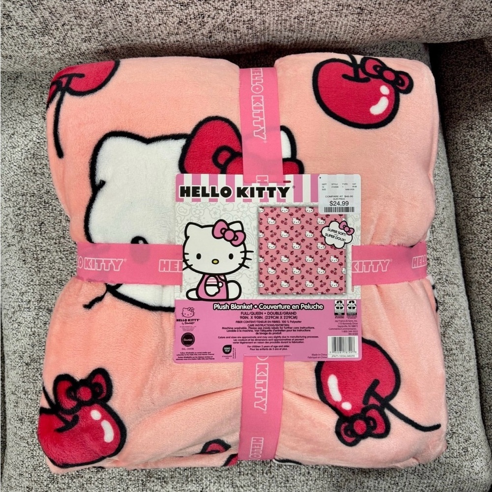 Hello Kitty cherry blanket full queen valentines